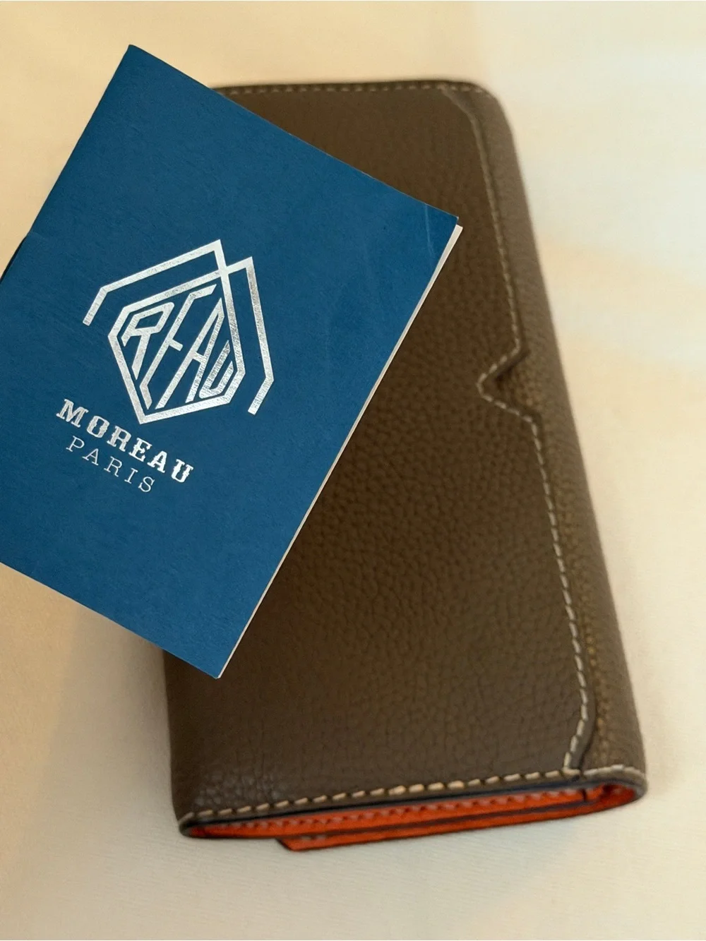 Moreau Paris Orange and Brown Leather Wallet